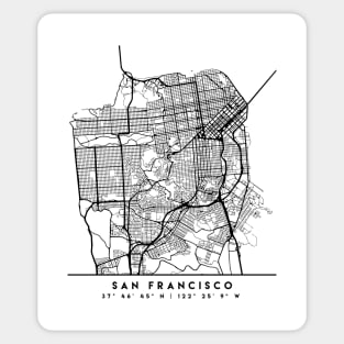 SAN FRANCISCO CALIFORNIA BLACK CITY STREET MAP ART Sticker